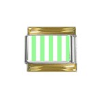 Vertical Stripes - White and Light Green Gold Trim Italian Charm (9mm)