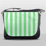 Vertical Stripes - White and Light Green Messenger Bag