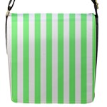 Vertical Stripes - White and Light Green Flap Closure Messenger Bag (S)