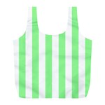 Vertical Stripes - White and Light Green Full Print Recycle Bag (L)