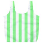 Vertical Stripes - White and Light Green Full Print Recycle Bag (XL)
