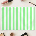 Vertical Stripes - White and Light Green Cosmetic Bag (XXL)