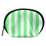 Vertical Stripes - White and Light Green Accessory Pouch (Medium)
