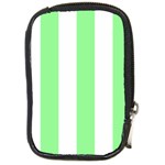 Vertical Stripes - White and Light Green Compact Camera Leather Case