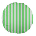 Vertical Stripes - White and Light Green Large 18  Premium Flano Round Cushion