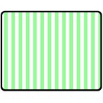 Vertical Stripes - White and Light Green Fleece Blanket (Medium) (One Side)