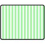 Vertical Stripes - White and Light Green Double Sided Fleece Blanket (Medium) (Two Sides)