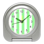 Vertical Stripes - White and Light Green Desk Alarm Clock
