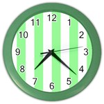 Vertical Stripes - White and Light Green Color Wall Clock