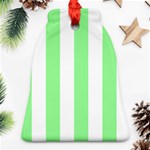 Vertical Stripes - White and Light Green Ornament (Bell)