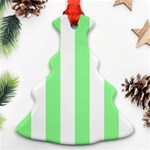 Vertical Stripes - White and Light Green Ornament (Christmas Tree)