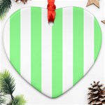 Vertical Stripes - White and Light Green Ornament (Heart)