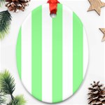 Vertical Stripes - White and Light Green Ornament (Oval)