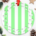 Vertical Stripes - White and Light Green Ornament (Round Filigree)