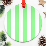 Vertical Stripes - White and Light Green Ornament (Round)