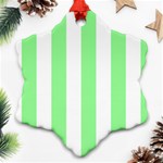Vertical Stripes - White and Light Green Ornament (Snowflake)