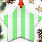 Vertical Stripes - White and Light Green Star Ornament (Two Sides)