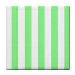 Vertical Stripes - White and Light Green Tile Coaster
