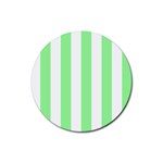 Vertical Stripes - White and Light Green Rubber Coaster (Round)