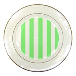 Vertical Stripes - White and Light Green Porcelain Plate