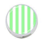 Vertical Stripes - White and Light Green 4-Port USB Hub (One Side)