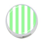 Vertical Stripes - White and Light Green 4-Port USB Hub (Two Sides)