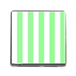 Vertical Stripes - White and Light Green Memory Card Reader (Square)