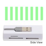 Vertical Stripes - White and Light Green Memory Card Reader (Stick)