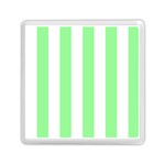 Vertical Stripes - White and Light Green Memory Card Reader with Storage (Square)