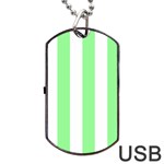 Vertical Stripes - White and Light Green Dog Tag USB Flash (One Side)
