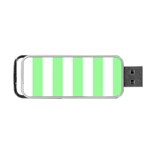 Vertical Stripes - White and Light Green Portable USB Flash (One Side)