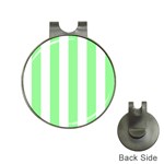 Vertical Stripes - White and Light Green Golf Ball Marker Hat Clip