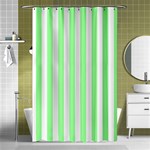 Vertical Stripes - White and Light Green Shower Curtain 48  x 72  (Small)