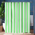 Vertical Stripes - White and Light Green Shower Curtain 60  x 72  (Medium)