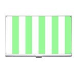 Vertical Stripes - White and Light Green Business Card Holder