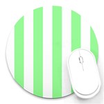 Vertical Stripes - White and Light Green Round Mousepad