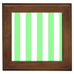 Vertical Stripes - White and Light Green Framed Tile