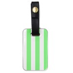 Vertical Stripes - White and Light Green Luggage Tag (One Side)