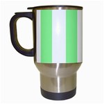 Vertical Stripes - White and Light Green Travel Mug (White)