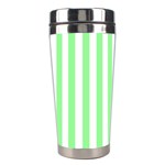 Vertical Stripes - White and Light Green Stainless Steel Travel Tumbler