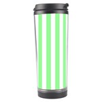 Vertical Stripes - White and Light Green Travel Tumbler