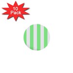 Vertical Stripes - White and Light Green 1  Mini Button (10 pack)