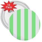 Vertical Stripes - White and Light Green 3  Button (10 pack)