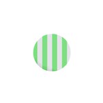 Vertical Stripes - White and Light Green 1  Mini Magnet