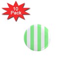 Vertical Stripes - White and Light Green 1  Mini Magnet (10 pack)