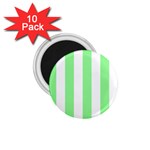 Vertical Stripes - White and Light Green 1.75  Magnet (10 pack)