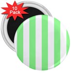 Vertical Stripes - White and Light Green 3  Magnet (10 pack)