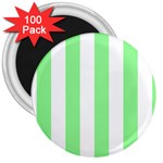 Vertical Stripes - White and Light Green 3  Magnet (100 pack)