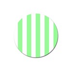 Vertical Stripes - White and Light Green Magnet 3  (Round)