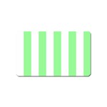 Vertical Stripes - White and Light Green Magnet (Name Card)